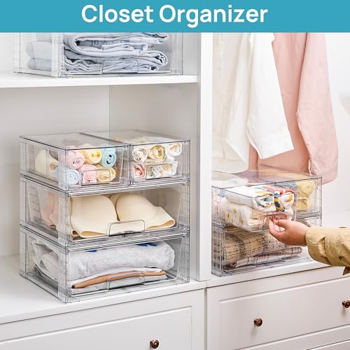 Vtopmart Clear Stackable Storage Drawers, 3 Pack Wide Organizer - Image 7