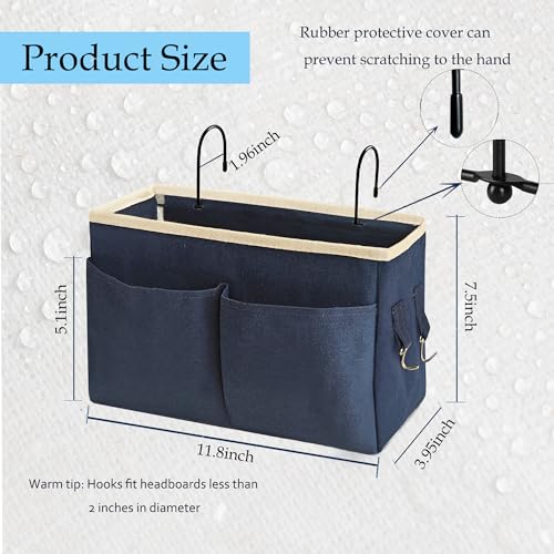 Bedside Caddy, Hanging Storage Bag with Hooks for Bunk & - Image 3