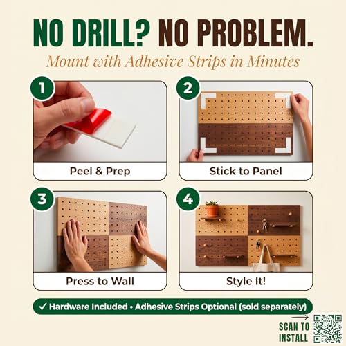 Wooden Pegboard Wall Organizer 2-Tone Kit, 4 Panels - Image 5