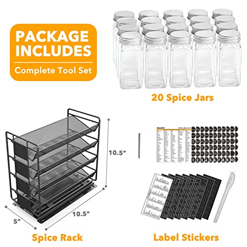 SpaceAid Pull Out Spice Rack Organizer with 20 Jars, Heavy - Image 3