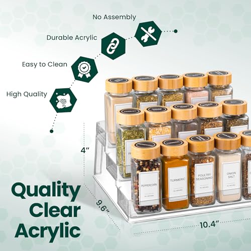 Oizeir Clear Acrylic 3-Tier Spice Rack, Cabinet Pantry Organizer - Image 4