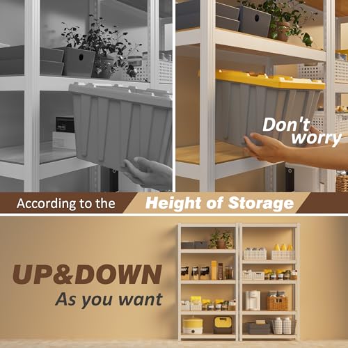 5 Tier Storage Shelves White Metal Garage Shelving 24"W x - Image 6
