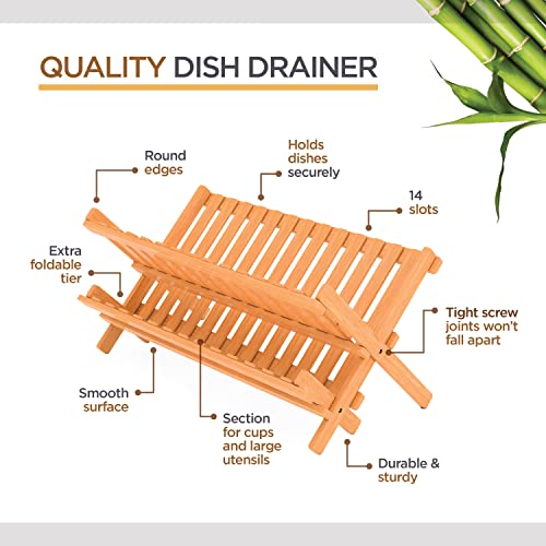Bambüsi 2-Tier Dish Drying Rack, Bamboo Dish Drainer for Kitchen - Image 6