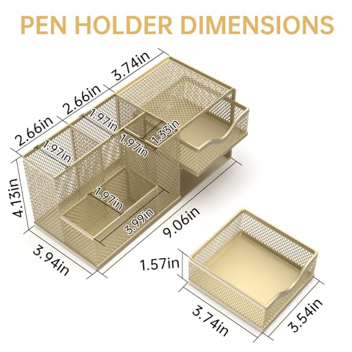 Mesh Desk Organizer with 2 Drawers, Metal Pen Holder for Desk - Image 3