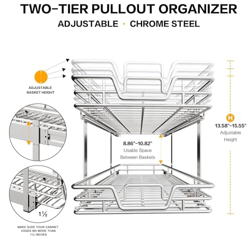 2-Tier Kitchen Cabinet Pull Out Shelf and Drawer Organizer - Image 7