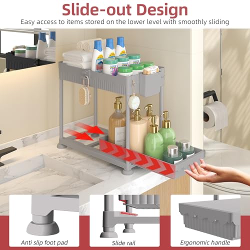 4-Pack 2-Tier Under Sink Organizer with Pull Out Drawers - Image 4