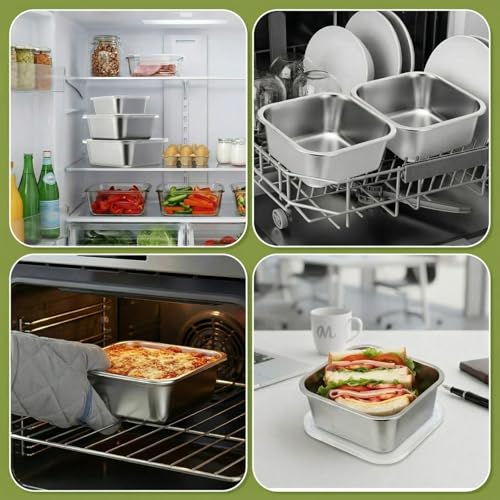 6 Pcs 304 Stainless Steel Food Storage Containers with Lids - Image 5