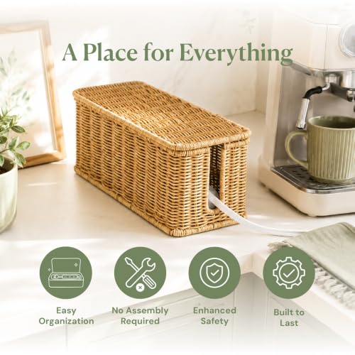 Cable Management Box, Handmade Rattan Cord Organizer | All Products - Image 4