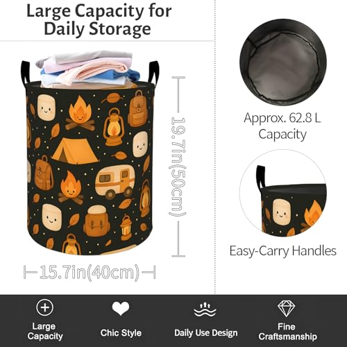 Camping Laundry Basket, Cute Campfire Foldable Oxford Cloth - Image 3