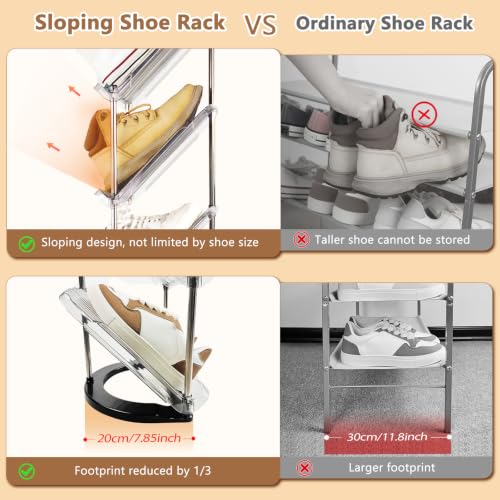 Slanted Narrow Shoe Rack 5 Tiers, Slim Depth Vertical Shoe Shelf - Image 6
