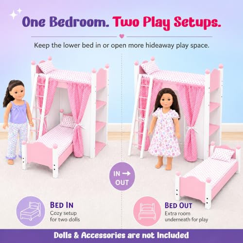 Emily Rose 18” Doll Loft Bunk Bed Pink - Bunkbed w/Storage - Image 5