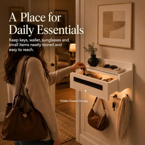 Wall Mounted Entryway Coat Rack with Mail Organizer and Motion - Image 3
