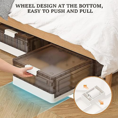 Under Bed Storage Containers, Stackable Under Bed Rolling Storage - Image 3