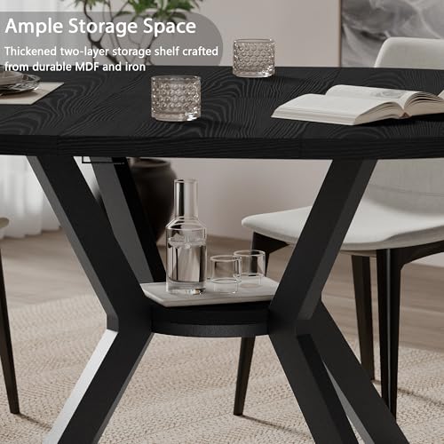 42"-58" Extendable Round Dining Table for 4-6 with Built-in Flip - Image 3