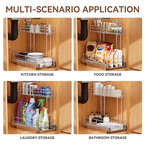 Under Sink Organizer 9" W X19 D, Pull Out Cabinet Organizer 2 - Image 7