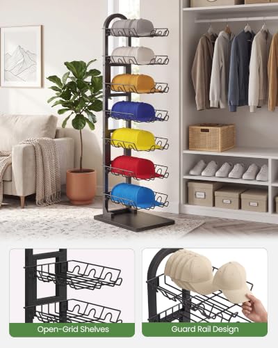 7-Tier Hat Display Rack, Metal Hat Stand Up to 56 Caps, Black - Image 7