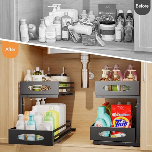 mixeshop Under Sink Organizer, 2 Tier Under Sink Organizers - Image 4