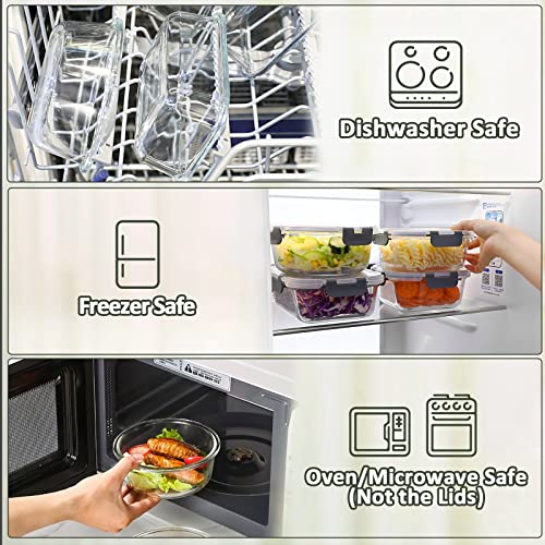 M MCIRCO 24 Piece Glass Food Storage Containers with Lids,Gray - Image 5