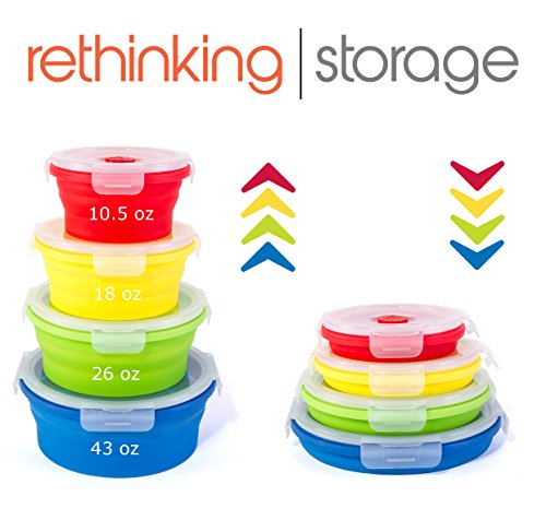 Thin Bins Collapsible Containers Set of 4 Round Silicone Food - Image 5