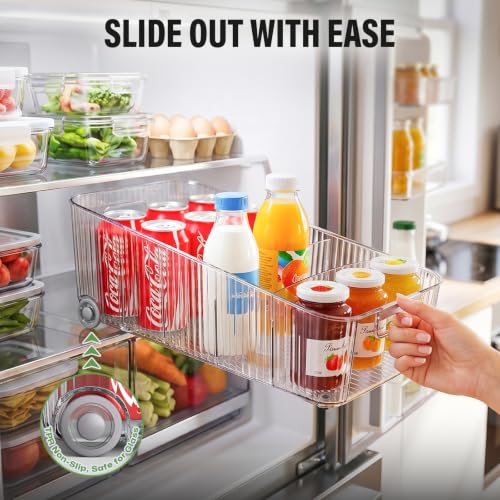 Pull Out Fridge Organizer Bins with Wheels, 8 Dividers, 2-Pack - Image 5