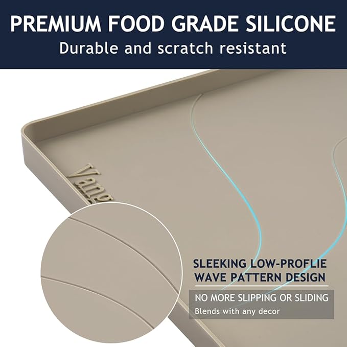 Heavy Duty Silicone Under Sink Mats for Kitchen Waterproof 40" x 22", Extra Thick Under Sink Rubber Mat Drip Tray, Raised Edge Under Sink Liner,Prevent Drips, Leaks, Spills,Brown