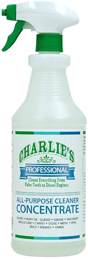 CHARLIE'S PROFESSIONAL Biodegradable Non-Toxic All Purpose Cleaner Concentrate, 32oz Spray Bottle