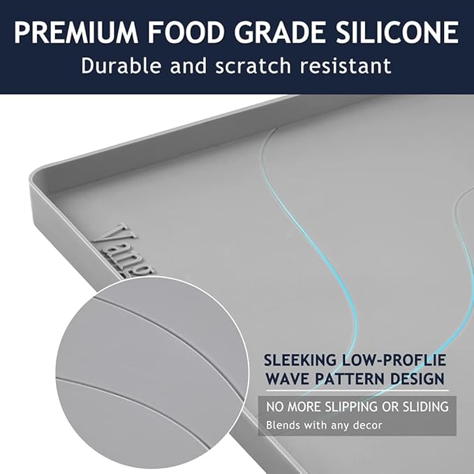 Heavy Duty Silicone Under Sink Mats for Kitchen Waterproof 37" x 19", Extra Thick Under Sink Rubber Mat Drip Tray, Raised Edge Under Sink Liner,Prevent Drips, Leaks, Spills,Grey