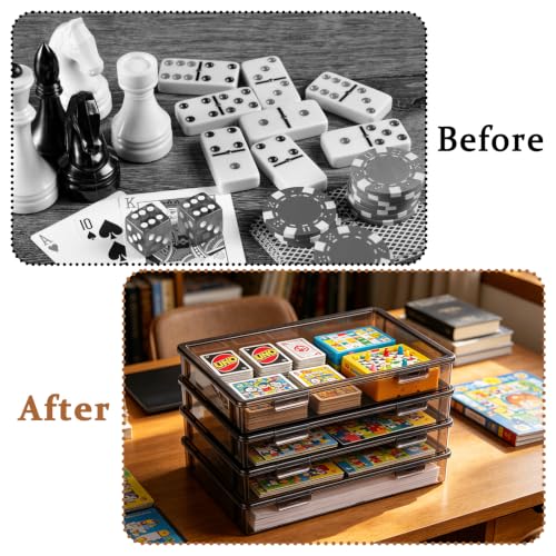 FMOACEN 4 Pcs Board Game Storage Stackable Organizer Box - Image 6