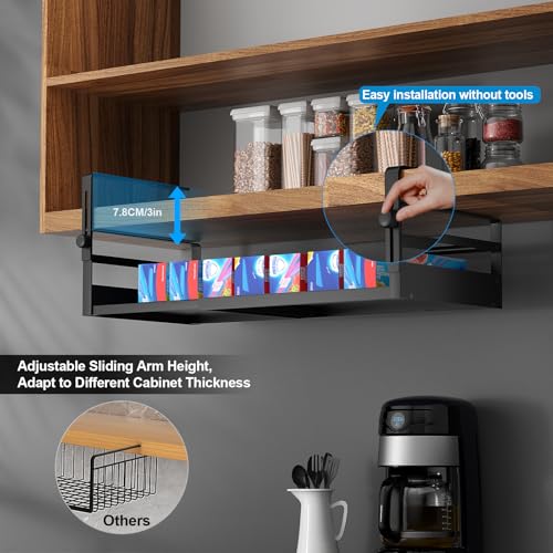 2Pack Expandable Under Shelf Storage Basket Organizer,Black - Image 4