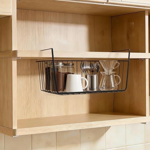 2Pcs Under Shelf Basket Metal Wire Under Cabinet Basket - Image 3