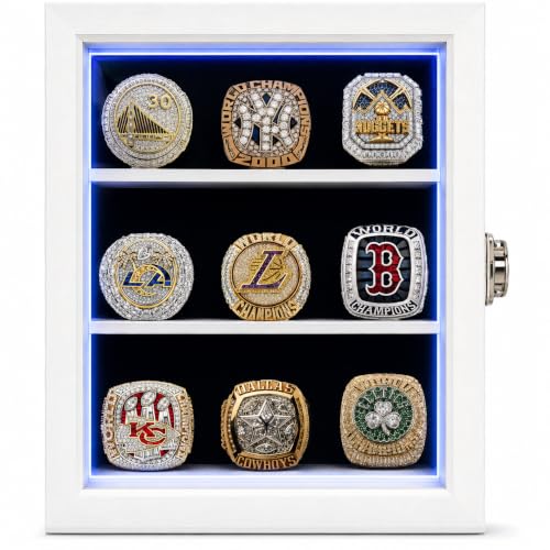 Championship Ring Display Case RGB LED Wall Display (9 Ring - Image 2
