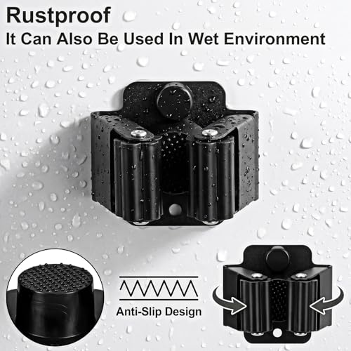 24Pcs Mop and Broom Holder Wall Mount with Screws Matte Black - Image 6