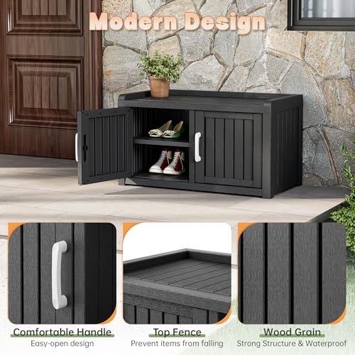 Bifanuo Shoe Storage Cabinet, 2-Door Outdoor Storage Bench - Image 5