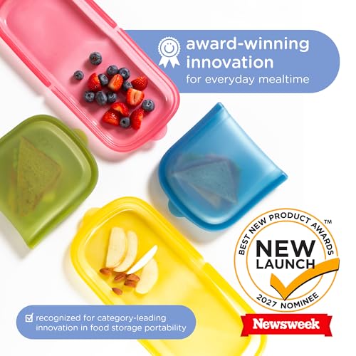 Ubbi Platemate Reusable Silicone Storage Bag, Pomegranate & - Image 3