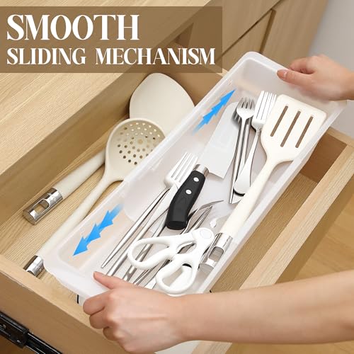 2 Pack Deep Drawer Organizer Bins, Adjustable Sliding - Image 5