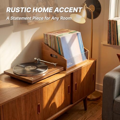 Vinyl Record Storage Crate, Solid Wood Rustic Record Box - Image 6