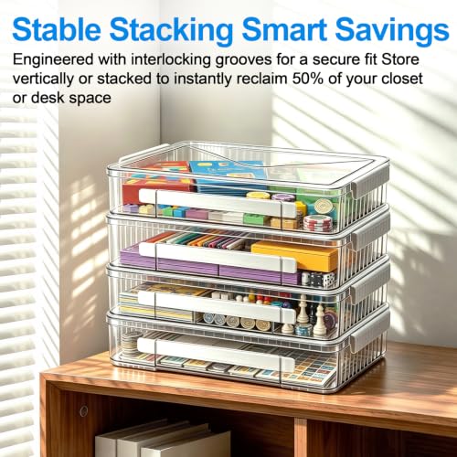 2 Pack Board Game Storage Box, Stackable Craft Organizer - Image 6
