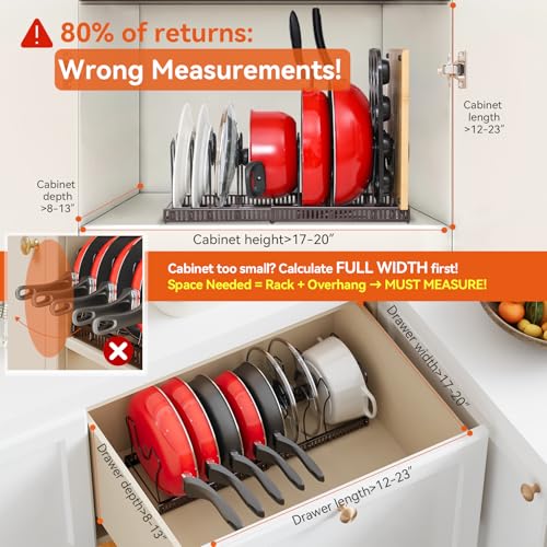 ROOHUA Pot and Pan Lid Organizer Rack for Under Cabinet - Image 3