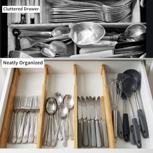 Utoplike 4 Pcs Bamboo Kitchen Drawer Dividers, Large | All Products - Image 5