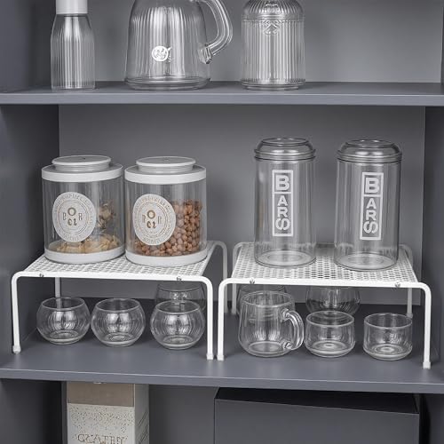 Kitchen Cupboard Organiser-2 Pack Metal Wire Storage Shelf Insert - Image 7