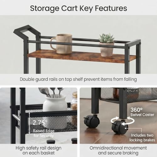 4 Tier Slim Rolling Storage Cart, 5.1 Inch Wide Narrow Storage - Image 7