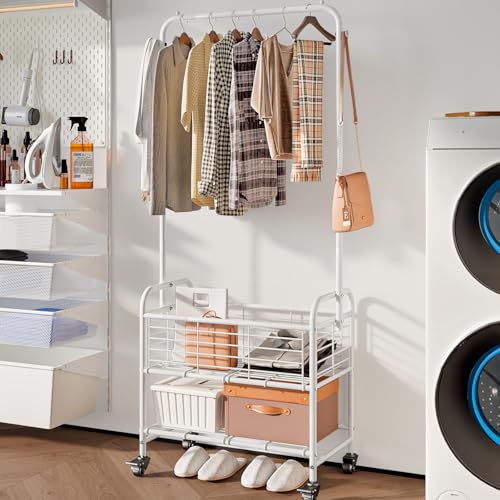 SUOERNUO Laundry Cart with Basket Hanging Rack Sorter - Image 5