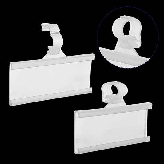200 Pcs Plastic Wire Shelf Label Holders with 200 Blank Cards - Reusable Snap Lock Price Tag Holders for Supermarket, Retail Store, Pantry Organization - Tight Grip for Wire Shelving (3" x 1.34")