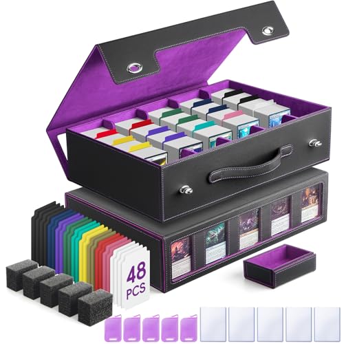 5-Row Trading Card Storage Box with Handle and Commander - Image 2