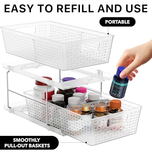 Simple Houseware 2 Tier Pull-Out Sliding Drawer Under Sink Storage, Clear
