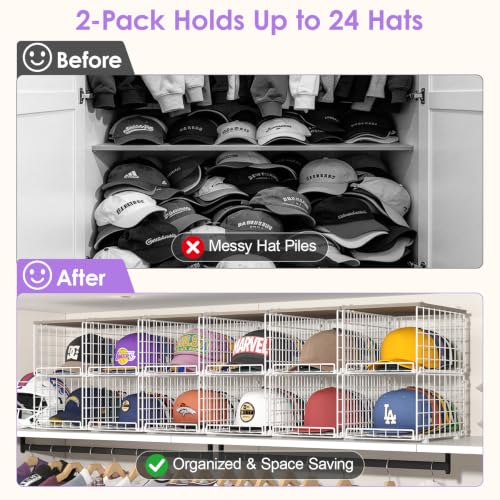 2 Pack Stackable Baseball Caps Organizer Hat Organizer - Image 5