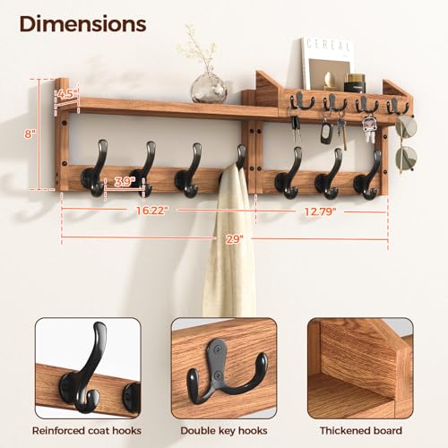 Evermagin 29" Coat Rack Wall Mount with Shelf & 11 H | All Products - Image 3