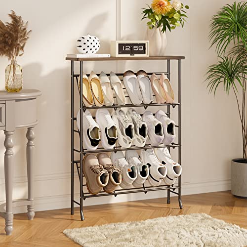 JZM Shoe Rack Storage, Narrow 4 Tier Metal Shoe Storage Shelf - Image 5