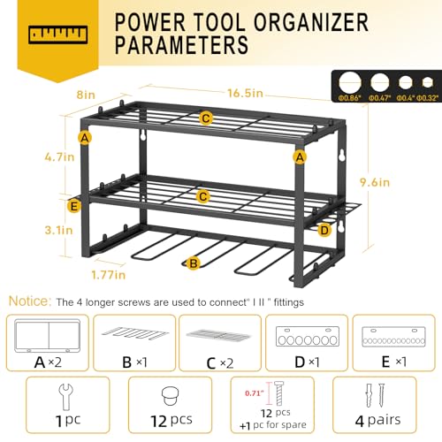 SPACECARE Power Tool Organizer- 1 Pack 3 Layers Rack for 4 - Image 4
