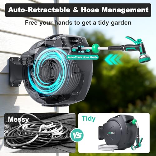 Retractable Garden Hose Reel, 100Ft x 1/2" Durable Wall Mounted - Image 3